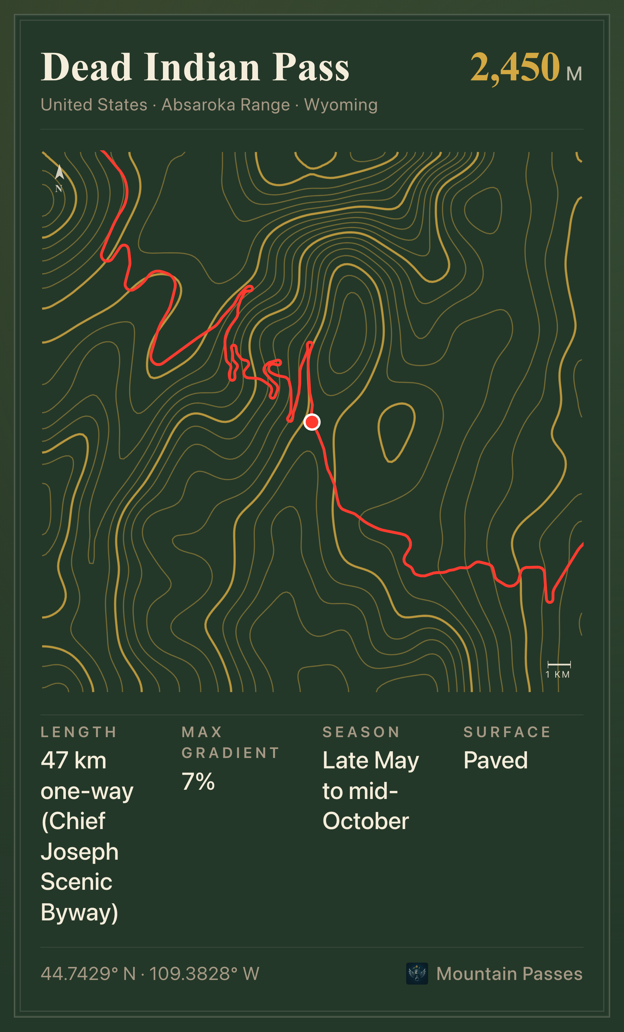 Topographic route plate for Dead Indian Pass