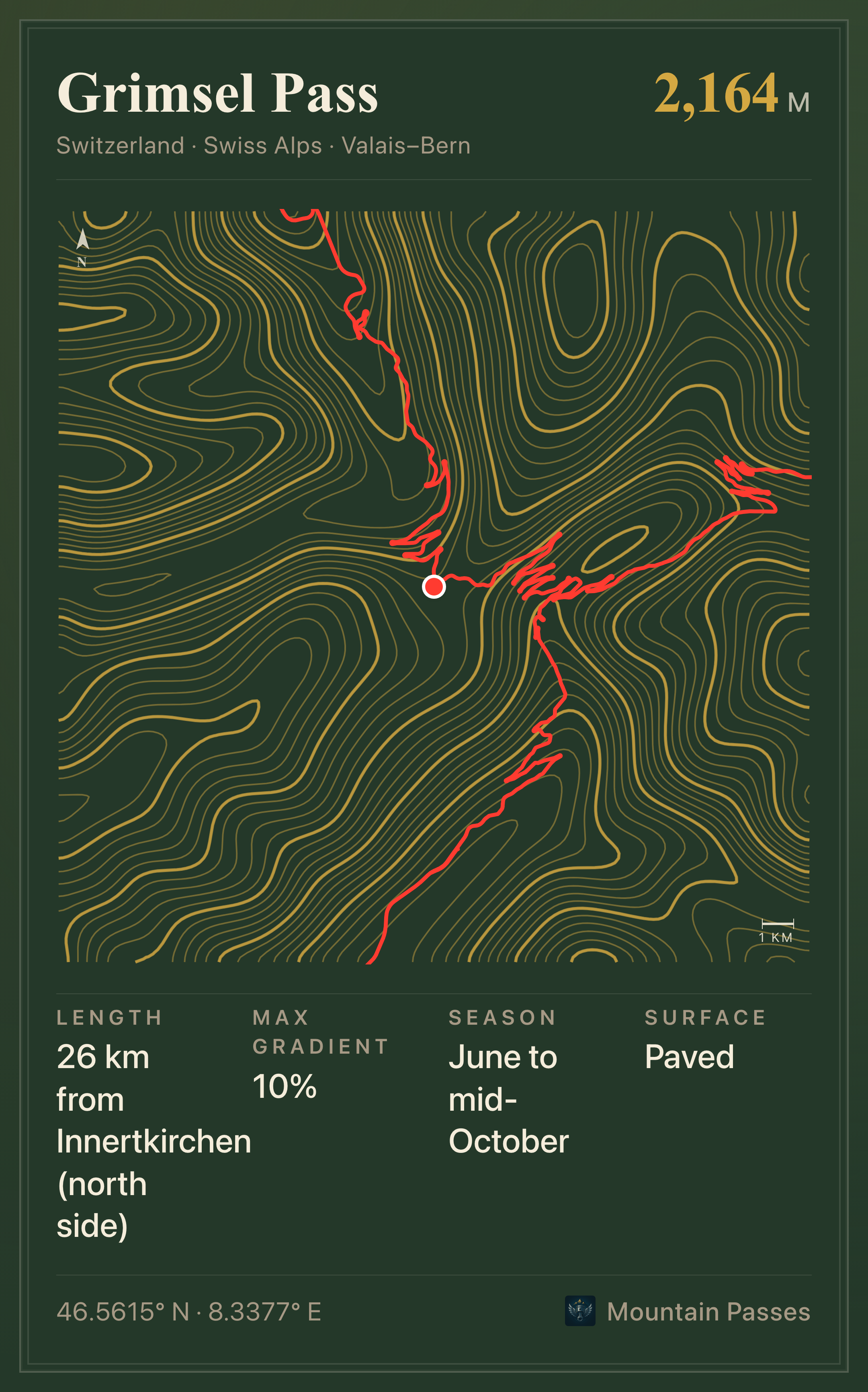 Topographic route plate for Grimsel Pass
