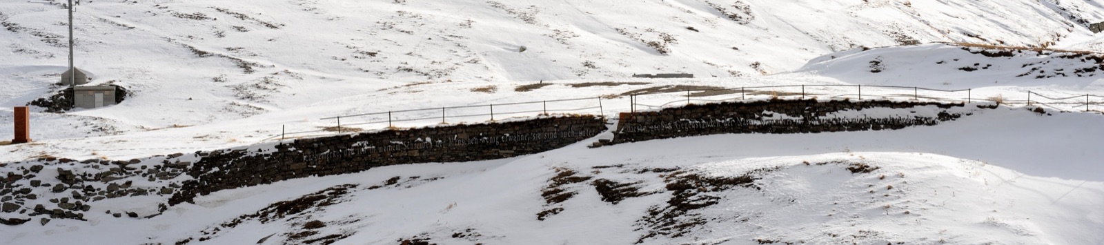 The Furka Pass summit with the Goethe memorial wall